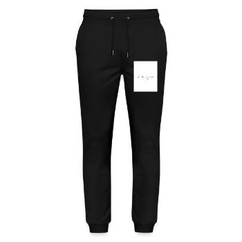 Minimalist T-Shirt -  Words of Affirmation  - Stanley/Stella Unisex Bio Jogginghose Mover  - Schwarz - Vorne - Marisol (170cm) & Nik (191cm)