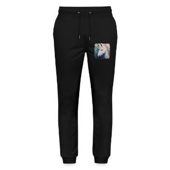 Colorful Unicorn Artwork - Stanley/Stella Mover Unisex Organic Jogging Trousers - black - Front - Marisol (170cm) & Nik (191cm)