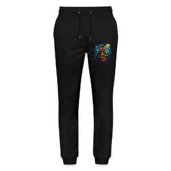 Pumpkin Head Skeleton Spooky Halloween - Stanley/Stella Mover Unisex Organic Jogging Trousers - black - Front - Marisol (170cm) & Nik (191cm)