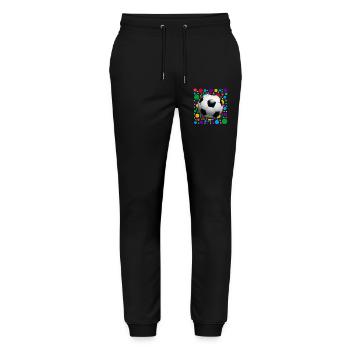 Football Soccer Ball – Colourful Spotty Polka Dot  - Stanley/Stella Mover Unisex Organic Jogging Trousers - black - Front - Marisol (170cm) & Nik (191cm)