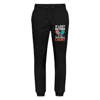 Back Pickleball Square Dinkball Gift - Stanley/Stella Mover Unisex Organic Jogging Trousers - black - Front - Marisol (170cm) & Nik (191cm)