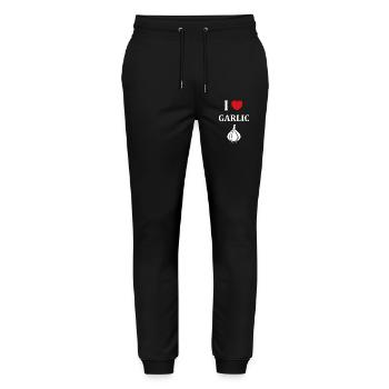 J'aime l'ail Ich liebe Knoblauch - Stanley/Stella Unisex Bio Jogginghose Mover  - Schwarz - Vorne - Marisol (170cm) & Nik (191cm)