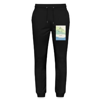 Too Late to Die Young – Lustiges Zitat - Stanley/Stella Unisex Bio Jogginghose Mover  - Schwarz - Vorne - Marisol (170cm) & Nik (191cm)