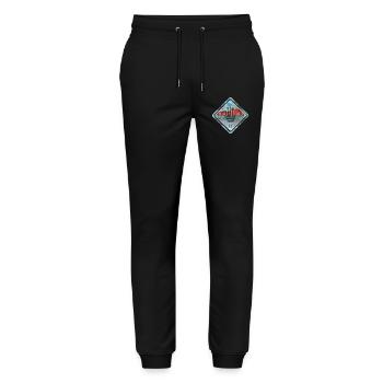 Silent Boundary Mark Design - Stanley/Stella Mover Unisex Organic Jogging Trousers - black - Front - Marisol (170cm) & Nik (191cm)