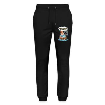 Better fishing than working Funny saying - Stanley/Stella Mover Unisex Organic Jogging Trousers - black - Front - Marisol (170cm) & Nik (191cm)