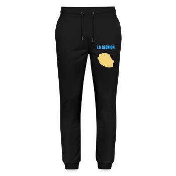 T-Shirt mit goldener Karte auf der Insel La Réunion - Stanley/Stella Unisex Bio Jogginghose Mover  - Schwarz - Vorne - Marisol (170cm) & Nik (191cm)