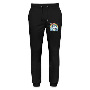Rainbow Unicorn on Clouds - Stanley/Stella Mover Unisex Organic Jogging Trousers - black - Front - Marisol (170cm) & Nik (191cm)
