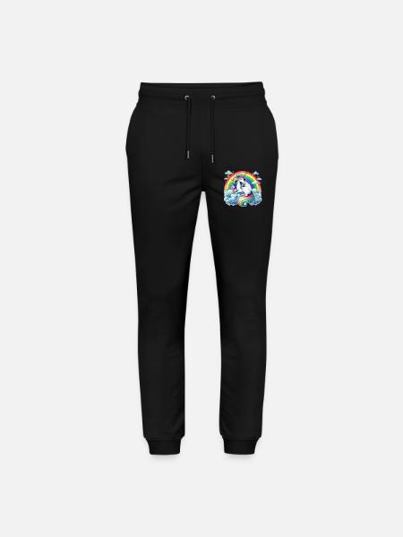 Regenbogen-Einhorn auf Wolken - Stanley/Stella Unisex Bio Jogginghose Mover - Schwarz
