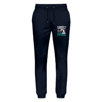 Sea Otter Cartoon Cats - Stanley/Stella Mover Unisex Organic Jogging Trousers - navy - Front - Marisol (170cm) & Nik (191cm)