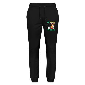 My Needs Are Simple Corgi Books and Coffee - Stanley/Stella Mover Unisex Organic Jogging Trousers - black - Front - Marisol (170cm) & Nik (191cm)