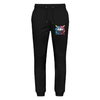 Baseball Home Plate Donut with Sprinkles - Stanley/Stella Mover Unisex Organic Jogging Trousers - black - Front - Marisol (170cm) & Nik (191cm)