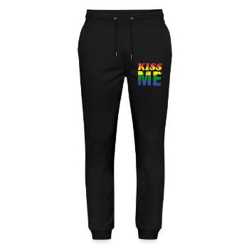 Kiss Me Rainbow Retro Font - Stanley/Stella Mover Unisex Organic Jogging Trousers - black - Front - Marisol (170cm) & Nik (191cm)