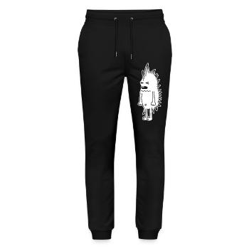 Grumpy Hedgehog – Kawaii Stinger Comic - Stanley/Stella Mover Unisex Organic Jogging Trousers - black - Front - Marisol (170cm) & Nik (191cm)