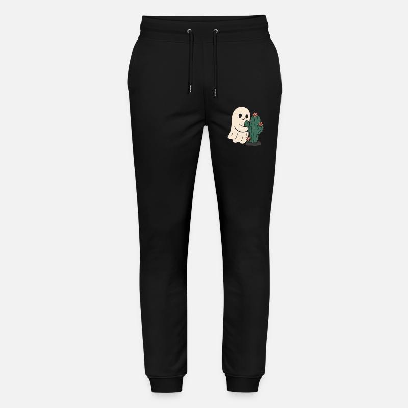 Ghost Hugging Cactus Flowers - Stanley/Stella Mover Unisex Organic Jogging Trousers - black
