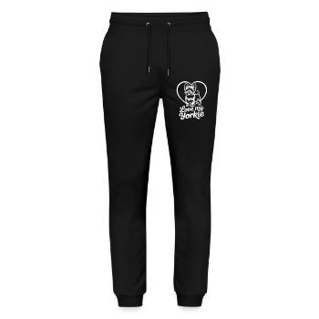 Yorkie Heart Motif - Stanley/Stella Mover Unisex Organic Jogging Trousers - black - Front - Marisol (170cm) & Nik (191cm)