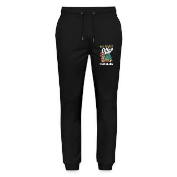 Sea Otter Pun Christmas Reindeer - Stanley/Stella Mover Unisex Organic Jogging Trousers - black - Front - Marisol (170cm) & Nik (191cm)
