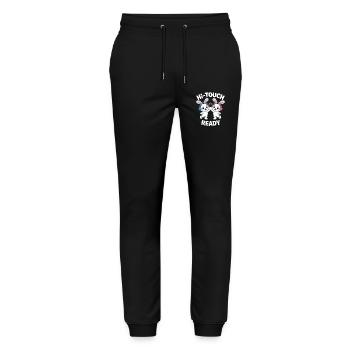 K-Pop Hi-Touch Funny Korea Maknae - Stanley/Stella Mover Unisex Organic Jogging Trousers - black - Front - Marisol (170cm) & Nik (191cm)