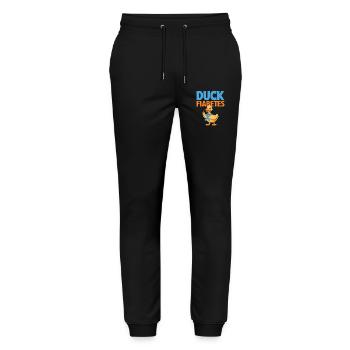 Duck Fiabetes Duck Diabetes Awareness Blue Ribbon - Stanley/Stella Mover Unisex Organic Jogging Trousers - black - Front - Marisol (170cm) & Nik (191cm)