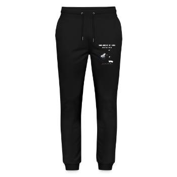 Conception de la carte des îles Anglo-Normandes - Pantalon de jogging bio MOVER Stanley/Stella unisexe - noir - Devant - Marisol (170cm) & Nik (191cm)