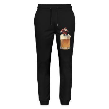 Christmas Santa on beer glass Snow après-ski party - Stanley/Stella Mover Unisex Organic Jogging Trousers - black - Front - Marisol (170cm) & Nik (191cm)