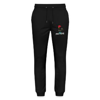 Barcelos Hahn Bunte Illustration Portugal - Stanley/Stella Unisex Bio Jogginghose Mover  - Schwarz - Vorne - Marisol (170cm) & Nik (191cm)