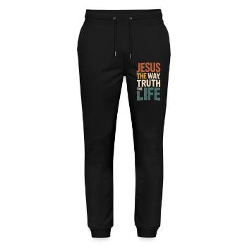 Jesus The Way The Truth The Life - Stanley/Stella Mover Unisex Organic Jogging Trousers - black - Front - Marisol (170cm) & Nik (191cm)