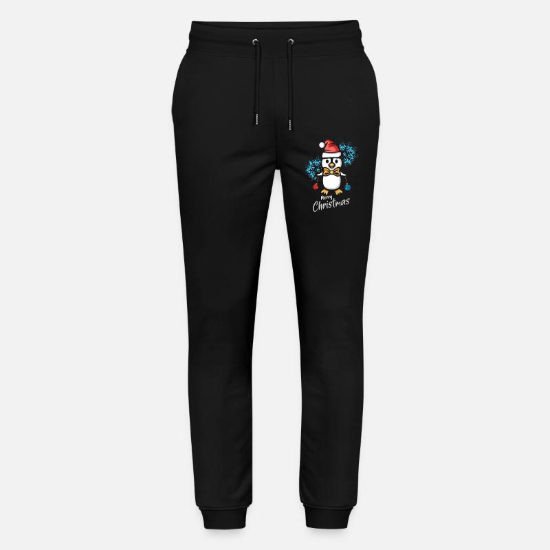 Weihnachtspinguin mit Schneeflocken - Stanley/Stella Unisex Bio Jogginghose Mover  - Schwarz