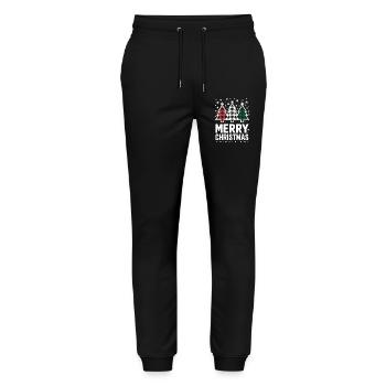Merry Christmas Shirt Buffalo Check Christmas Trees - Stanley/Stella Mover Unisex Organic Jogging Trousers - black - Front - Marisol (170cm) & Nik (191cm)