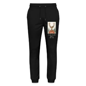 Funny reindeer in Christmas sweater - Stanley/Stella Mover Unisex Organic Jogging Trousers - black - Front - Marisol (170cm) & Nik (191cm)