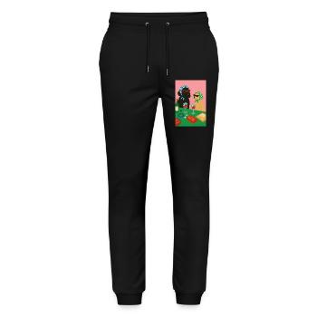 Stylish dogs at the cartoon wine bar - Stanley/Stella Mover Unisex Organic Jogging Trousers - black - Front - Marisol (170cm) & Nik (191cm)