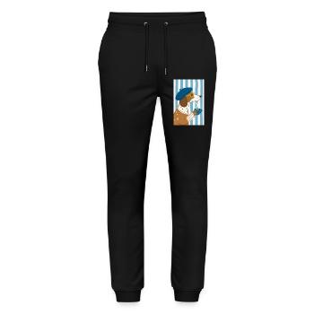 Chic Dog Coffee and Beret - Stanley/Stella Mover Unisex Organic Jogging Trousers - black - Front - Marisol (170cm) & Nik (191cm)