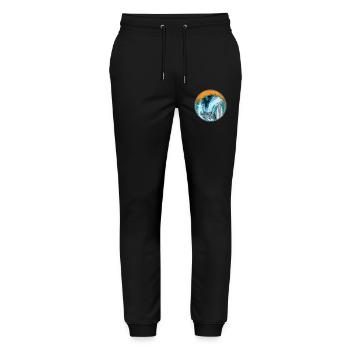Welle im Surfzauber Patch - Stanley/Stella Unisex Bio Jogginghose Mover  - Schwarz - Vorne - Marisol (170cm) & Nik (191cm)