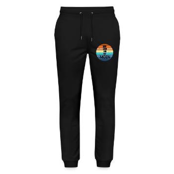 "Keep Calm and Say MOIN" – Retro Sunset - Stanley/Stella Mover Unisex Organic Jogging Trousers - black - Front - Marisol (170cm) & Nik (191cm)