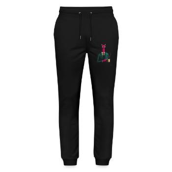 Dämon im Anzug mit Kaffee - Stanley/Stella Unisex Bio Jogginghose Mover  - Schwarz - Vorne - Marisol (170cm) & Nik (191cm)