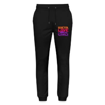 Saucisse Goetta Love Cinci - Pantalon de jogging bio MOVER Stanley/Stella unisexe - noir - Devant - Marisol (170cm) & Nik (191cm)