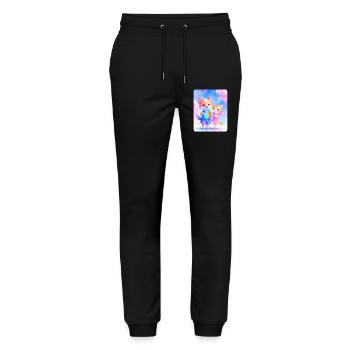 Hündchen, Kätzchen & Eiscreme - Stanley/Stella Unisex Bio Jogginghose Mover  - Schwarz - Vorne - Marisol (170cm) & Nik (191cm)