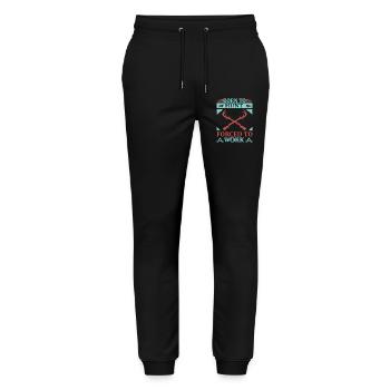 Geboren zum jagen, gezwungen zum arbeiten - Stanley/Stella Unisex Bio Jogginghose Mover  - Schwarz - Vorne - Marisol (170cm) & Nik (191cm)