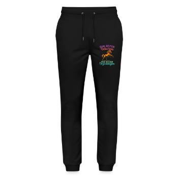 Zum Reiten Geboren Zur Schule Gezwungen - Stanley/Stella Unisex Bio Jogginghose Mover  - Schwarz - Vorne - Marisol (170cm) & Nik (191cm)