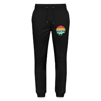 Retro Sunset Horse Racing Jockey Track Vibes - Stanley/Stella Mover Unisex Organic Jogging Trousers - black - Front - Marisol (170cm) & Nik (191cm)