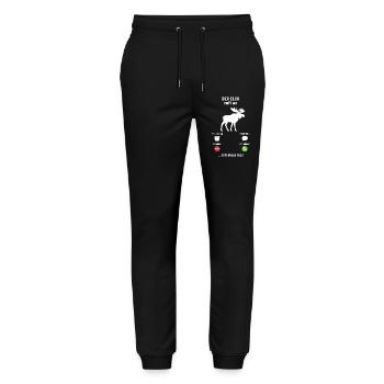 Der Elch ruft an - ich muss los - Spruch - Stanley/Stella Unisex Bio Jogginghose Mover  - Schwarz - Vorne - Marisol (170cm) & Nik (191cm)
