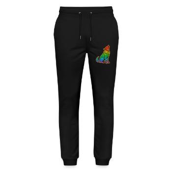 Heulender Regenbogenwolf Glitter Silhouette - Stanley/Stella Unisex Bio Jogginghose Mover  - Schwarz - Vorne - Marisol (170cm) & Nik (191cm)