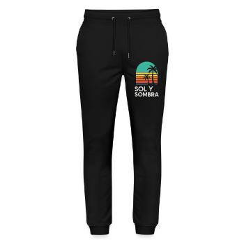 Ground and Shade Sunset Palm - Stanley/Stella Mover Unisex Organic Jogging Trousers - black - Front - Marisol (170cm) & Nik (191cm)
