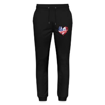 Tricolor heart Vive La France - Stanley/Stella Mover Unisex Organic Jogging Trousers - black - Front - Marisol (170cm) & Nik (191cm)