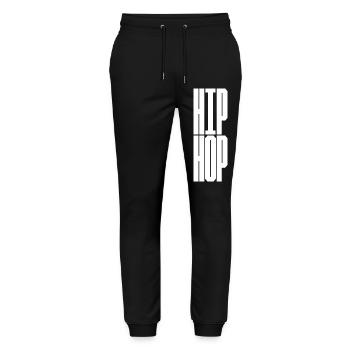 Bold Hip Hop music design - Stanley/Stella Mover Unisex Organic Jogging Trousers - black - Front - Marisol (170cm) & Nik (191cm)