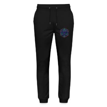 Mandala Kaleidoskop Dreieck Muster Psychedelisch - Stanley/Stella Unisex Bio Jogginghose Mover  - Schwarz - Vorne - Marisol (170cm) & Nik (191cm)