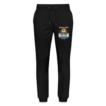 BEAVER LOVERS CHEWING CRAFTING CREATING - Stanley/Stella Mover Unisex Organic Jogging Trousers - black - Front - Marisol (170cm) & Nik (191cm)
