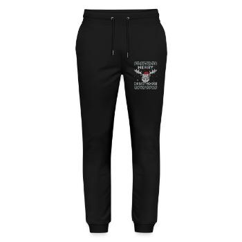 Frohe Weihnachten - Lustiges hässliches Weihnachtsdesign - Stanley/Stella Unisex Bio Jogginghose Mover  - Schwarz - Vorne - Marisol (170cm) & Nik (191cm)