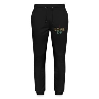 I Love DP Distressed Vintage Retro 70s - Stanley/Stella Mover Unisex Organic Jogging Trousers - black - Front - Marisol (170cm) & Nik (191cm)