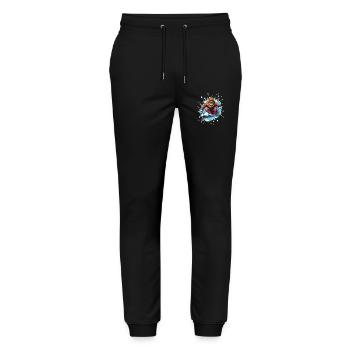 Löwe Snowboard - Stanley/Stella Mover Unisex Organic Jogging Trousers - black - Front - Marisol (170cm) & Nik (191cm)