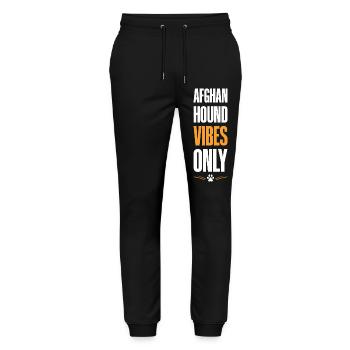 Vibrations de lévrier afghan uniquement - Pantalon de jogging bio MOVER Stanley/Stella unisexe - noir - Devant - Marisol (170cm) & Nik (191cm)